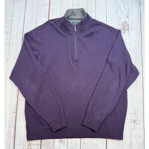 Orvis Sweater Quarter Zip Men's Size L Pima Cotton Purple Long Sleeve Pullover